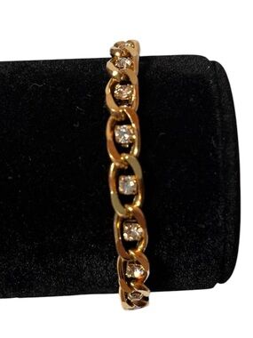 New Fifth Avenue Gold Link Tennis Bracelet w Sparkling Austrian Crystal Accents